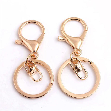 10X Rose Gold Swivel Lobster Clasp Trigger Clip Key Ring Keychain Split Ring DIY - Aimall