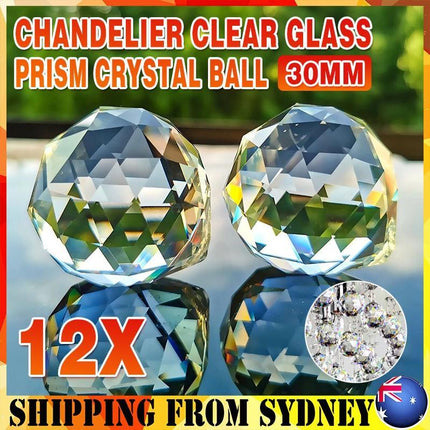 12PCS 30 MM Chandelier Clear Glass Prism Crystal Ball Pendant Sun-catcher - Aimall