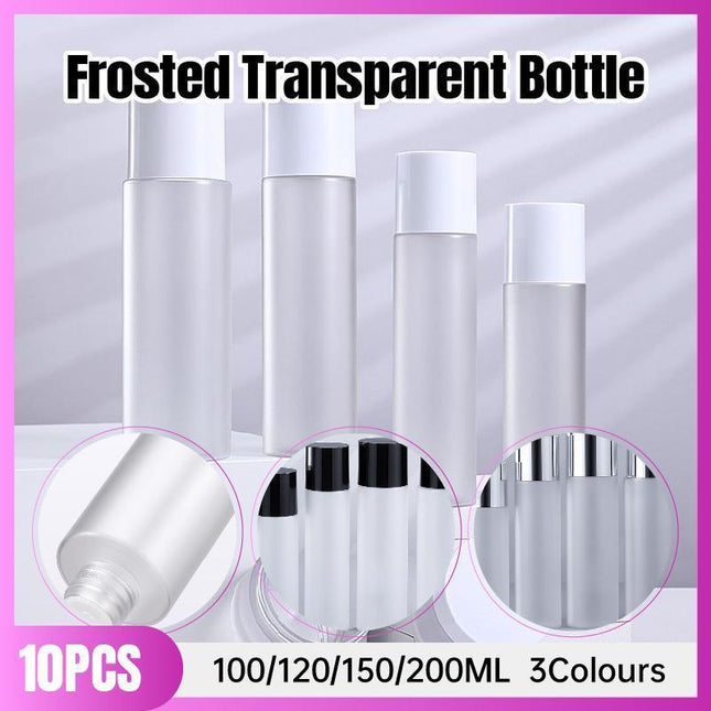 10pcs Frosted Transparent Dispenser Bottle Lotion Skincare Plastic Bottles Set