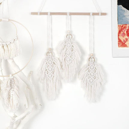 Leaf Shape Boho Handmade Macrame Wall Hanging knitting Cotton Rope Home Decor - Aimall