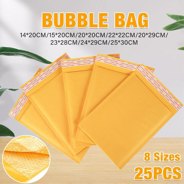 25PCS Poly Bubble Mailer Yellow Colour Multi-Size Plastic Padded Bag - Aimall