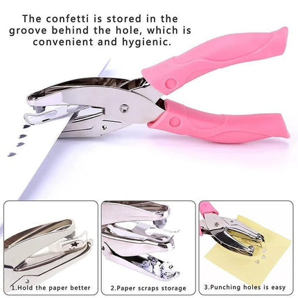 Circle/Heart/Star Shaped Metal Hole Punch pliers Soft Grip Paper Hand Puncher - Aimall