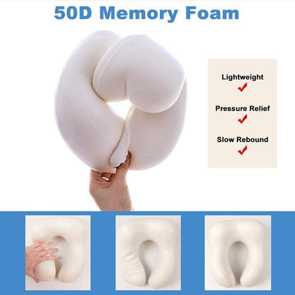 Memory Foam U-shaped Travel Pillow Neck Support Rebound Pad Sleeping Headrest - Aimall