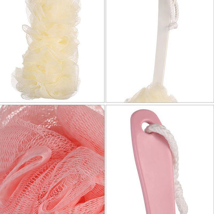 2PCS Long Handle Bath Brush Soft Mesh Sponge Back Scrubber Body Puff Shower - Aimall