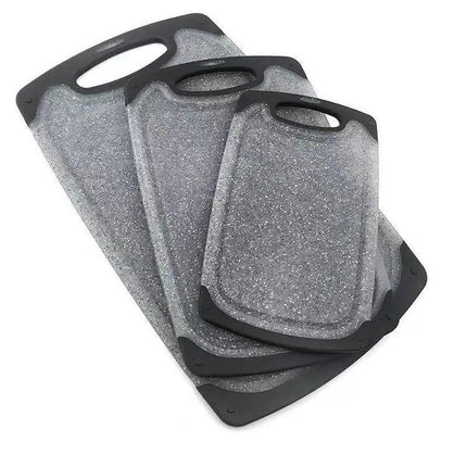 Plastic Chopping Board Cutting Boards Set for Kitchen Juice Groove Black Marble - Aimall