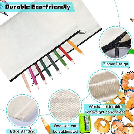 10x Canvas Makeup Bags Canvas Zipper Pouch Bags Pencil Case Blank DIY Craft - Aimall