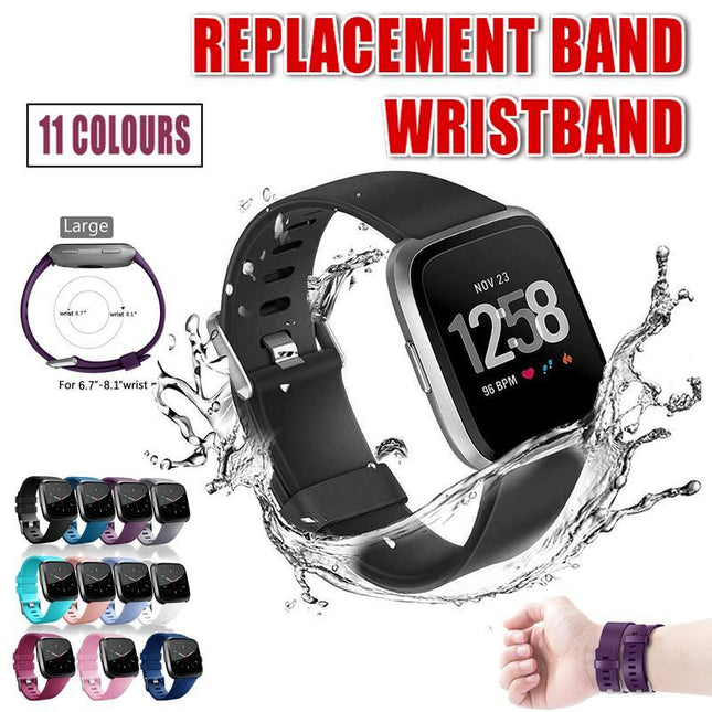 Large For Fitbit Versa /Lite /Versa 2 Replacement Band Wristband Silicone Sports Watch - Aimall