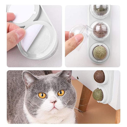 Cat Toy Catnip Ball Lick Solid Nutrition Help Digestion Wall Mount Hair Remover - Aimall