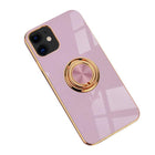Light Purple Luxury Shockproof Silicone Ring Case Stand Cover for iPhone 14 13 12 Pro Max - Aimall
