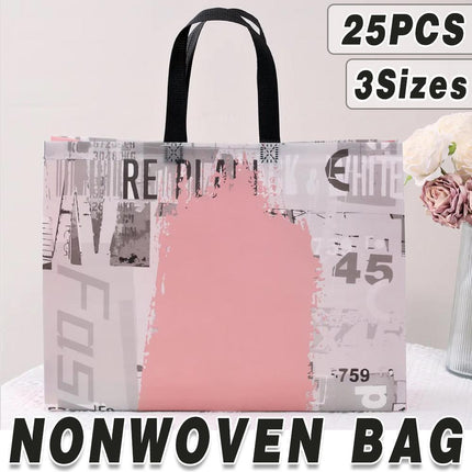 25x Fashion Non Woven Tote Bags Reusable Shopping Bags Clothing Store Pink