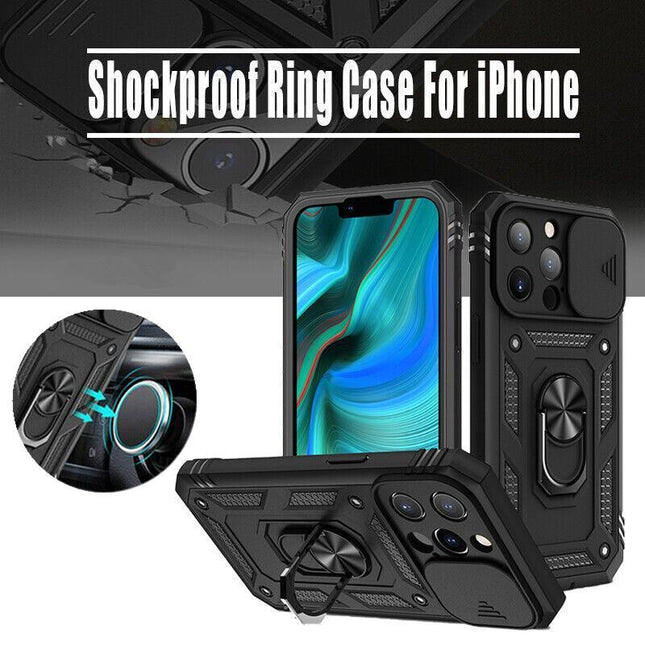 Black Shockproof Ring Case For iPhone 13 Pro Max 12 Pro Max Mini 11 Pro Max - Aimall