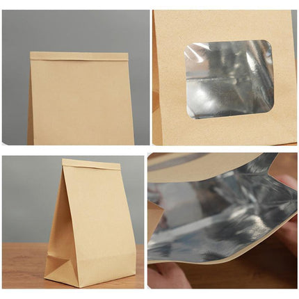 50PCS Kraft Paper Self-sealing Bags Tea Nut Bags Dry Goods Packaging Sealed Bags - Aimall
