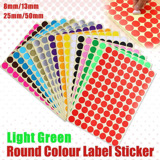 8/13/25/50mm Sticker Dots Adhesive Round Labels Circular Scrapbooking Light Green - Aimall