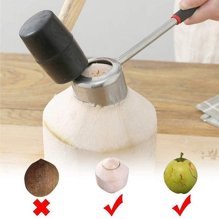 Coconut Opener Stainless Steel Puncher Driller Drill Rubber Cutter Hammer Tool - Aimall