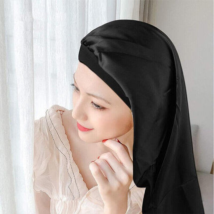 Sleep Cap Satin Silk Bonnet Wrap Hat Headwear Hair Sock Long Head Cover Turban - Aimall