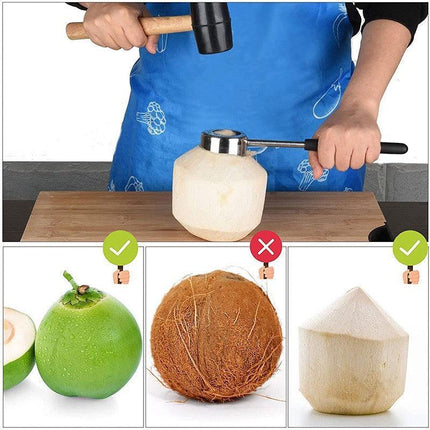 Coconut Opener Stainless Steel Puncher Driller Drill Rubber Cutter Hammer Tool - Aimall