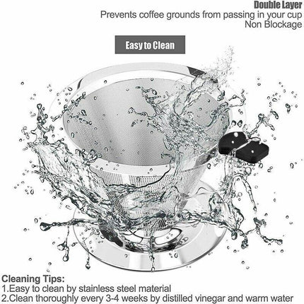 Coffee Tea Cup Drip Filter Mesh Holder Reusable Stainless Steel Pour Over Funnel - Aimall