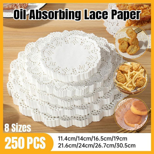 250pcs Baking Parchment Paper Flower Design Kitchen Oil Absorbing Cake Liners