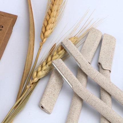 9X Eyebrow Facial Razor Dermaplaning Tool with Biodegradable Wheat Straw Handle - Aimall