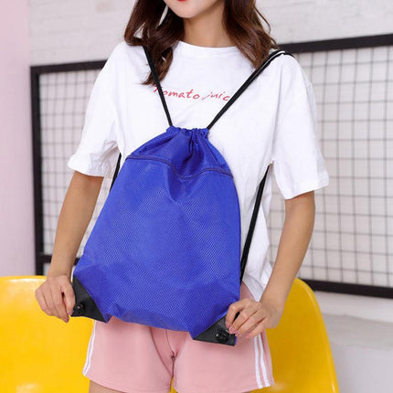 Women Mens Drawstring Backpack Bag Gym Sports Sack Portable Shoe Balls Bags - Aimall