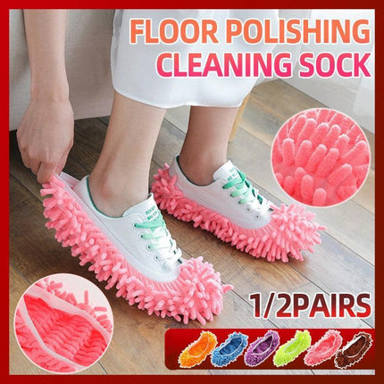 2 Pair Lazy Mop Slipper Floor Polishing Cleaning Sock Shoe Mopping Slipper Cover - Aimall