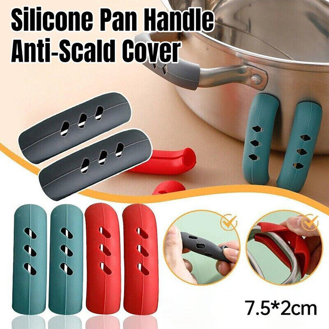 2pcs Silicone Pan Handle Covers Heat Resistant Anti-Ironing Wok Ear Insulated