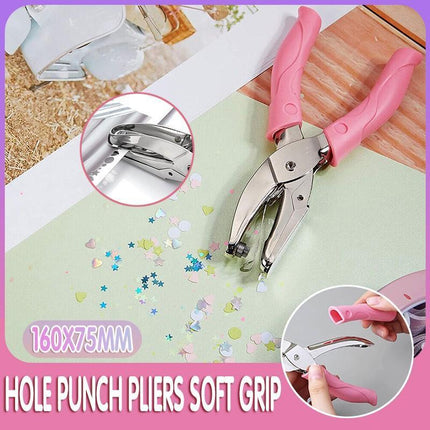 Circle/Heart/Star Shaped Metal Hole Punch pliers Soft Grip Paper Hand Puncher - Aimall