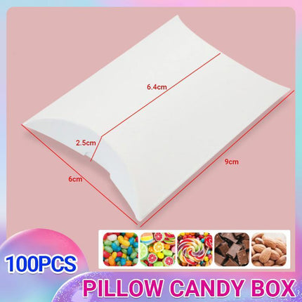 100x Pillow Favor Bag Candy Gift Box Kraft Paper Gift Favour Wedding 10Colours - Aimall