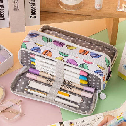 Zipper Pencil Case Large Capacity Storage Bag School Stationery Makeup Organizer - Aimall