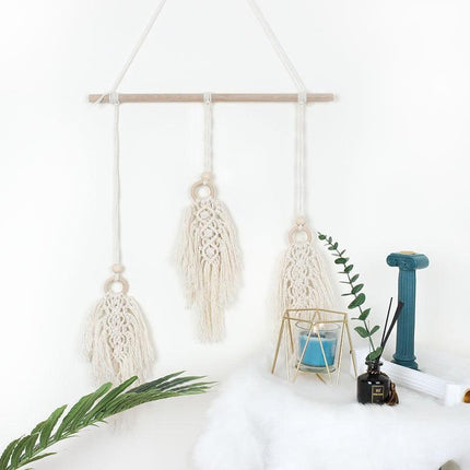 Leaf Shape Boho Handmade Macrame Wall Hanging knitting Cotton Rope Home Decor - Aimall