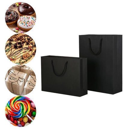 150PCS Bulk Black Paper Bags Gift Shopping Carry Craft Bag with Cutton Handles - Aimall