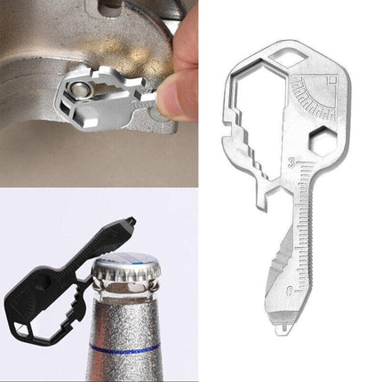 24 in 1 Multi-tool Key Shaped Pocket Keychain Bottle Opener Wrench Ruler Tools - Aimall