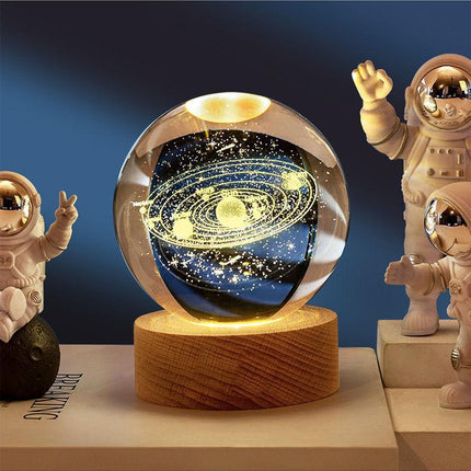 80mm Crystal Solar System Planet Globe 3D Laser Engraved Sun System Ball Gift - Aimall