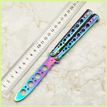 CSGO Rainbow Butterfly Knife Metal Folding Practice Trainer Training Tool - Aimall