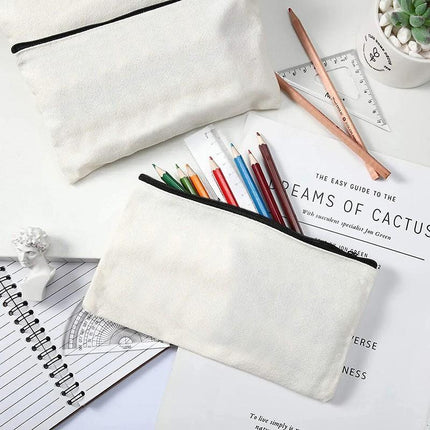 10x Canvas Makeup Bags Canvas Zipper Pouch Bags Pencil Case Blank DIY Craft - Aimall