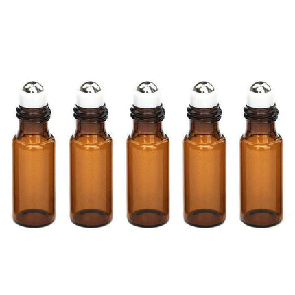 5ml Roller Rollerball Perfume Essential Oil Roll On Ball Amber Glass Bottle - Aimall