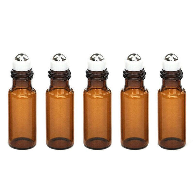 5ml Roller Rollerball Perfume Essential Oil Roll On Ball Amber Glass Bottle - Aimall
