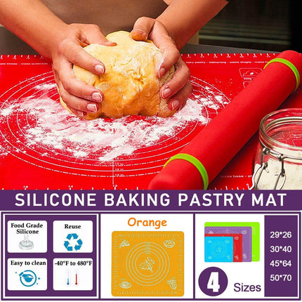 Orange Reusable Non-Stick Silicone Rolling Dough Mat Cake Pastry Baking Fondant Sheet - Aimall