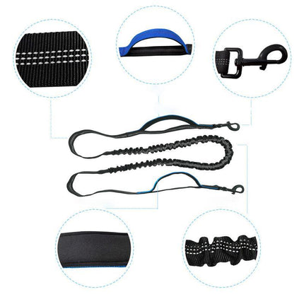 Adjustable Hands Free Dog Leash Lead + Waist Bag Belt Jogging Walking Running - Aimall