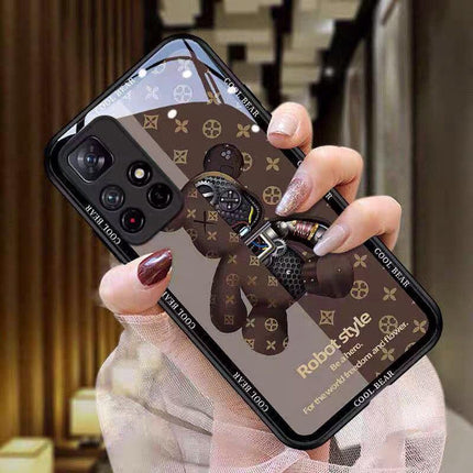 For iPhone 14 Pro Max Cool Bear Shockproof Glass Case Cover Black - Aimall