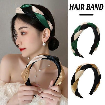 Women Headband Twist Hairband Knot Cross Tie Wide Headwear Hair Band Hoops Gift - Aimall