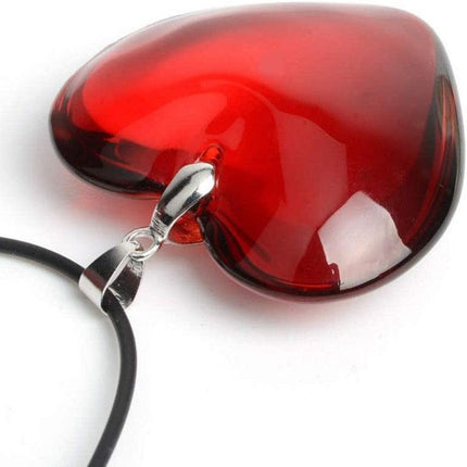New Red Heart Love Crystal Glass Necklace Bead Pendant Woman Necklace 43mm - Aimall