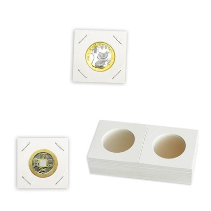 100PCS CARDBOARD 2"x 2" COIN HOLDERS 35mm SUIT 50c, 20c NEW - Aimall
