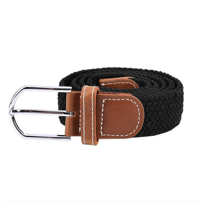 Belt For Men Elastic Waistband Canvas Buckle Braided Mens Woven Stretch Strar - Aimall