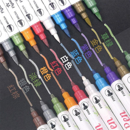 10 Colors Paint Pens Doodle Double Head Shimmer Markers Pens for Photo Album - Aimall