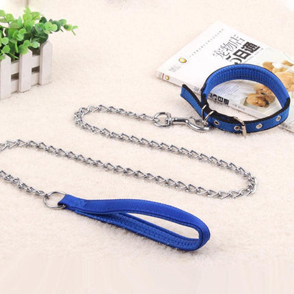 120CM Pet Dog Puppy Metal Chain Lead With Soft Padded Handle Leash Heavy Duty - Aimall