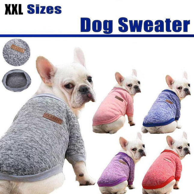 XXL Size Cute Pet Dog Warm Jumper Sweater Clothes Cat Knitted Coat Winter - Aimall