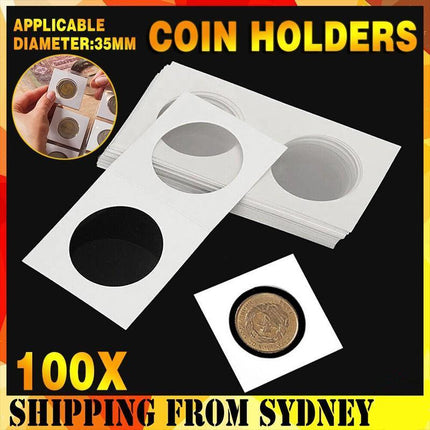 100PCS CARDBOARD 2"x 2" COIN HOLDERS 35mm SUIT 50c, 20c NEW - Aimall