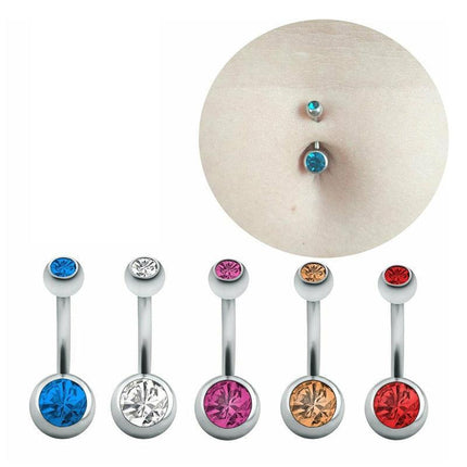 10x Bulk Set 316L Titanium Belly Bar Navel Surgical Steel Button Body Piercing - Aimall