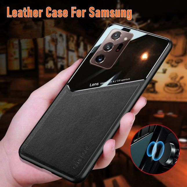 For Samsung Galaxy S21 S22 S20 Note 20 Ultra Plus S20 FE Leather Case Black - Aimall